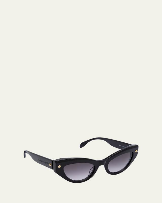 Acetate Cat-Eye Sunglasses w/ Studded Detail